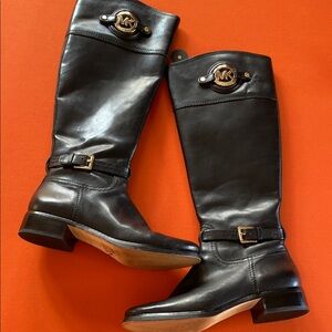 Michael Kors Black Leather Riding Boots
